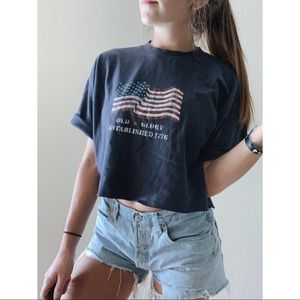 vintage oversized navy blue USA cropped t-shirt